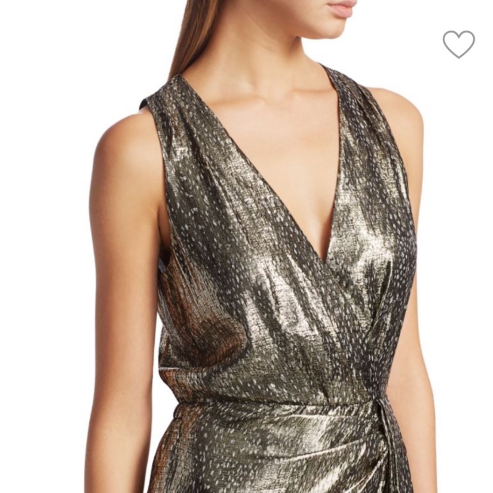 Ramy Brook Gabriela Metallic Silk Dress Draped - Picture 9 of 9